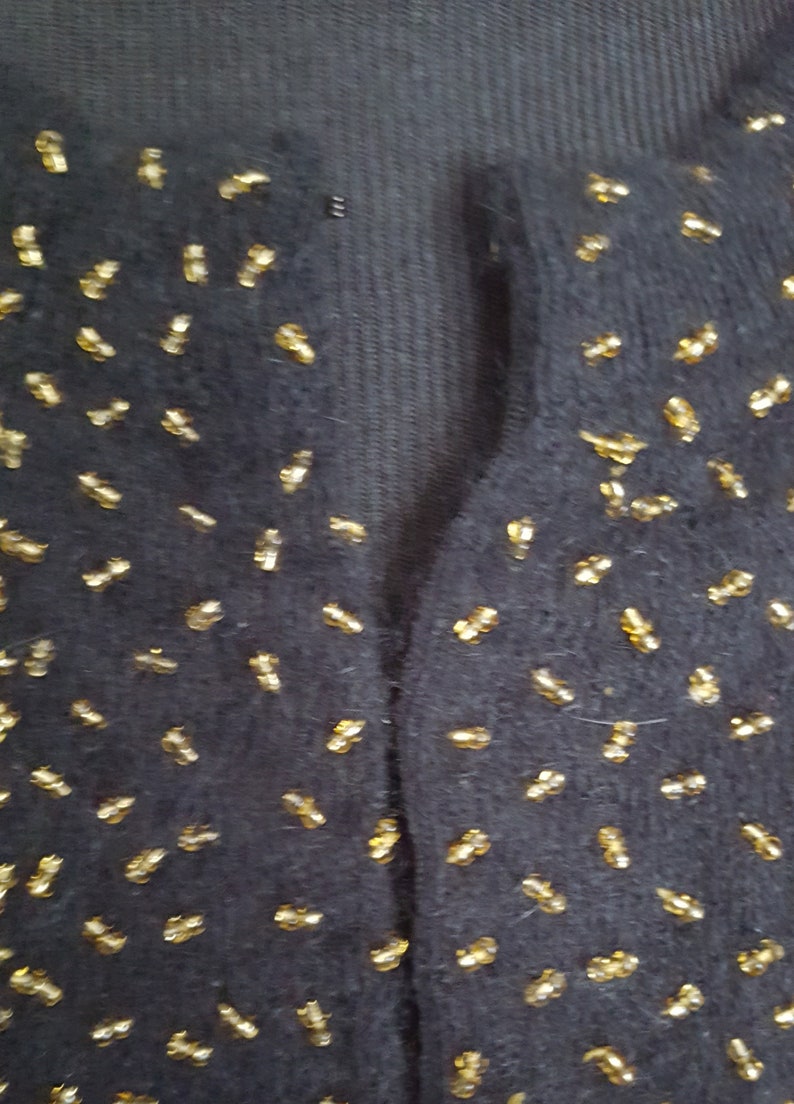 Size L Vintage Lord and Taylor Black Angora-Blend Beaded Sweater