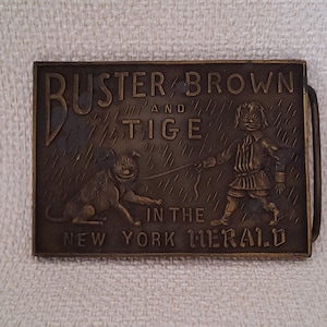 Vintage Buster Brown and Tige Snap On Belt Buckle - 3 1/8&quot; x 2 1/4&quot;