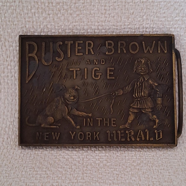 Vintage Buster Brown and Tige Snap On Belt Buckle - 3 1/8" x 2 1/4"
