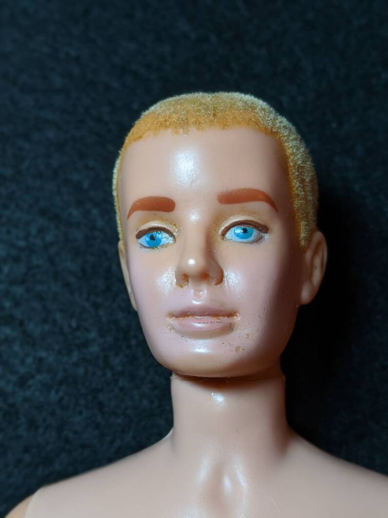 Vintage 19601961 Blonde Flocked Hair Mattel Ken Doll With Box Etsy