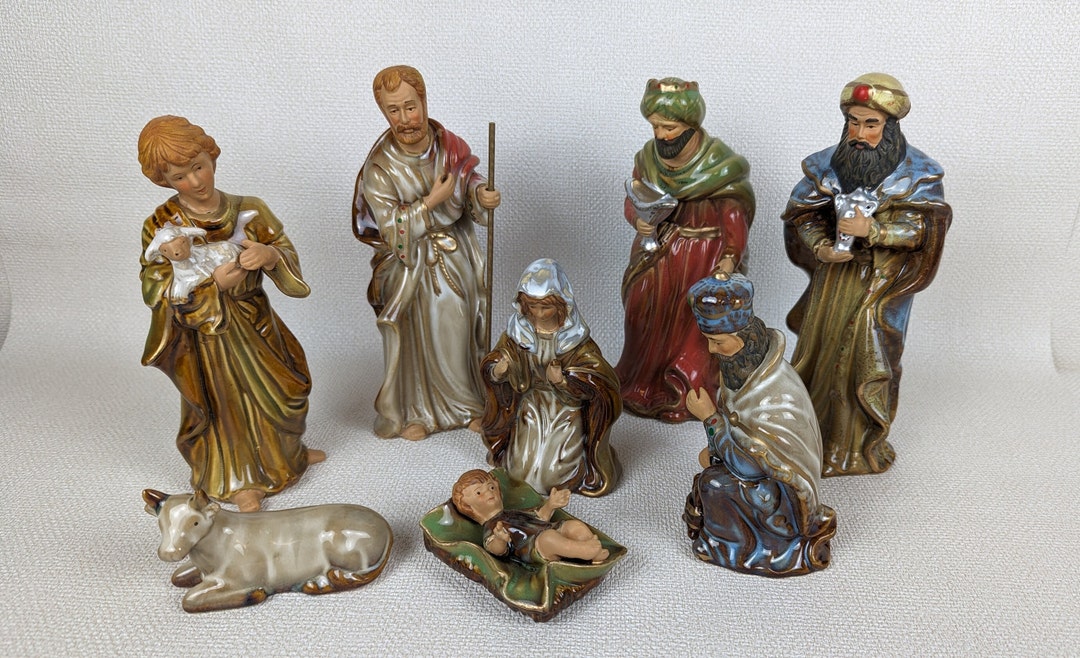 Vintage Kirkland's Potter's Garden II Hand Painted Ceramic Nativity