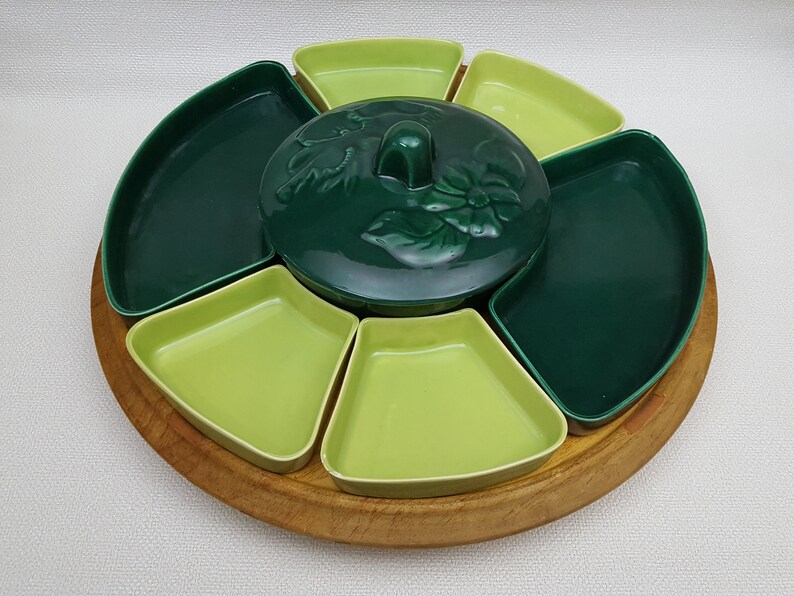 Vintage MidCentury Large Ceramic Lazy Susan Set 9 Piece Set Etsy