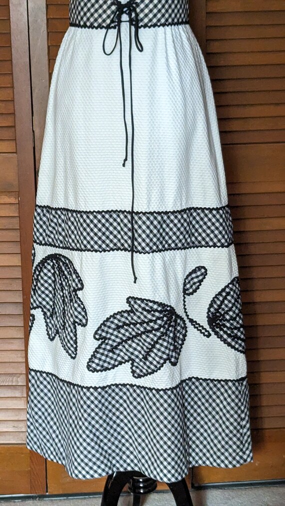 Vintage Groovy 1970s Pique and Gingham Maxi Dress… - image 4