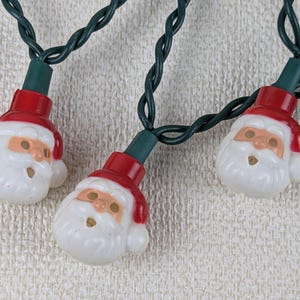 Vintage Santa Head Mini Blow Mold Christmas Lights - Set of 20 on New Light String
