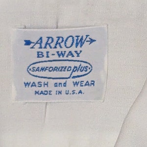 Vintage Arrow Mid-Century 100% Cotton White Short-Sleeved Men's Dress Shirt Size X-Large Arrow Bi-Way image 7