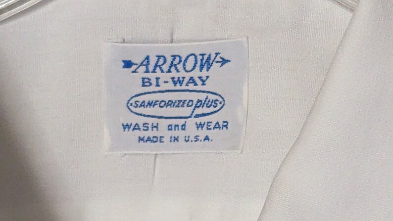 Vintage Arrow Mid-Century 100% Cotton White Short-Sleeved Men's Dress Shirt Size X-Large Arrow Bi-Way image 7