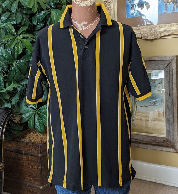 Vintage 1980s Boa Resort Polo Shirt - Black and Y… - image 1