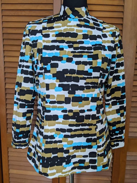 Groovy Vintage 1970's Tunic - Abstract Print Poly… - image 2