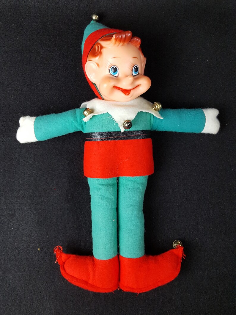 Vintage Large Rubber Face Christmas Elf Figure | Etsy