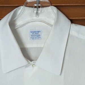 Vintage Arrow Mid-Century 100% Cotton White Short-Sleeved Men's Dress Shirt Size X-Large Arrow Bi-Way image 3