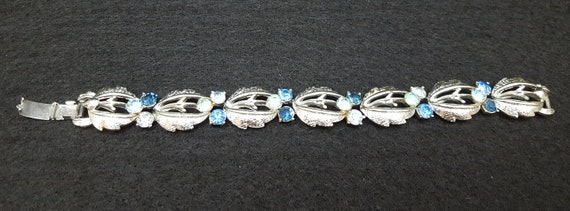 Vintage Signed Coro Silver-Tone Bracelet With Blu… - image 6