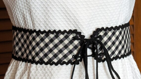 Vintage Groovy 1970s Pique and Gingham Maxi Dress… - image 6