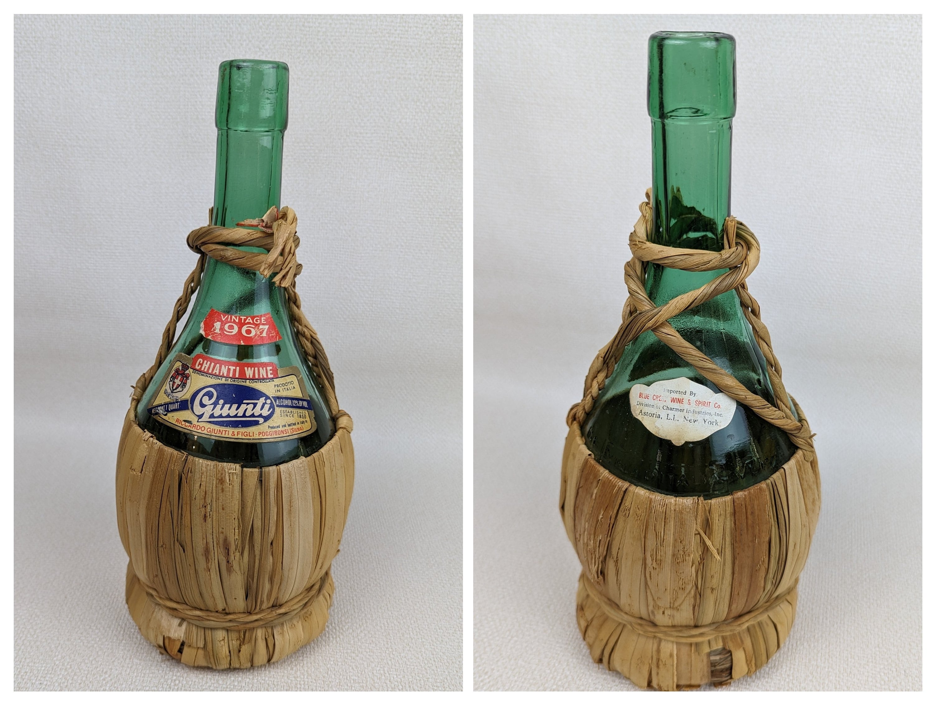 Vintage 1967 Raffia-wrapped Italian Giunti Chianti Bottle - Etsy