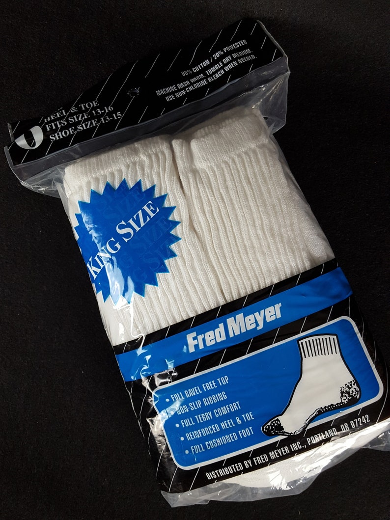 Vintage NOS 1980s Fred Meyer King Size Cotton Blend Crew Socks | Etsy