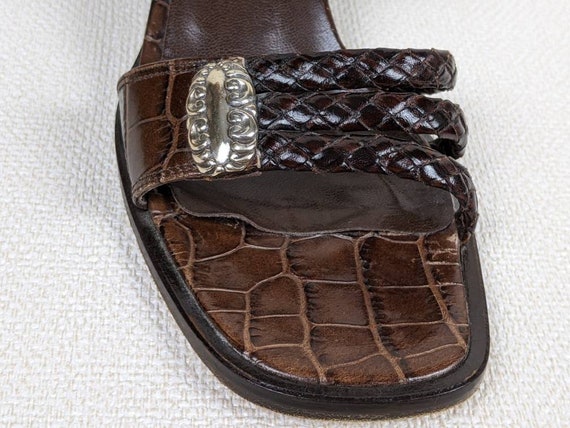 Vintage Brighton Crocodile Pattern Block Heel Sandals… - Gem