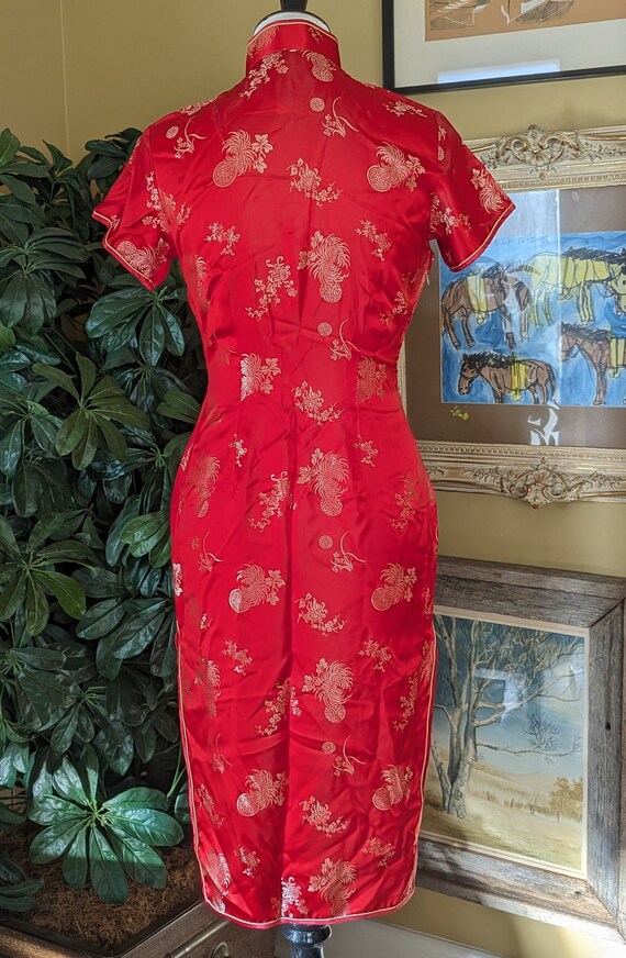 Vintage Solz Squirrel Red Satin Cheongsam Dress -… - image 4