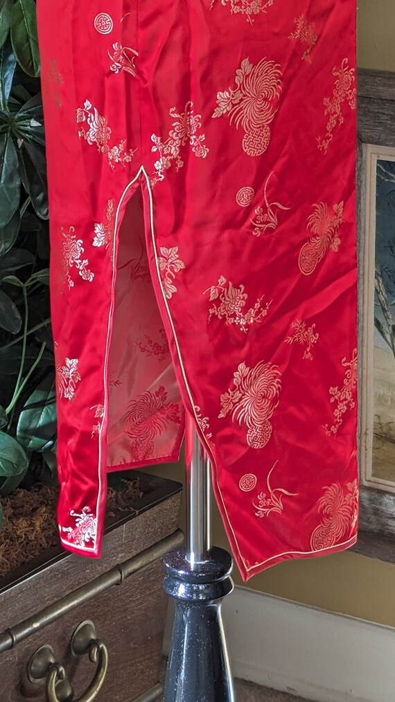 Vintage Solz Squirrel Red Satin Cheongsam Dress -… - image 9