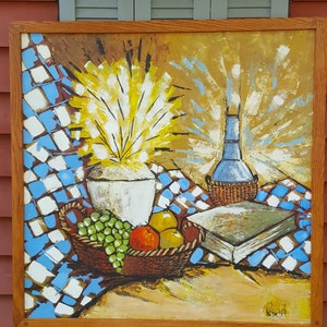 Vintage 1960s Oversized Lee Reynolds Vanguard Studios Still Life Oil Painting - Discount for Local Pickup