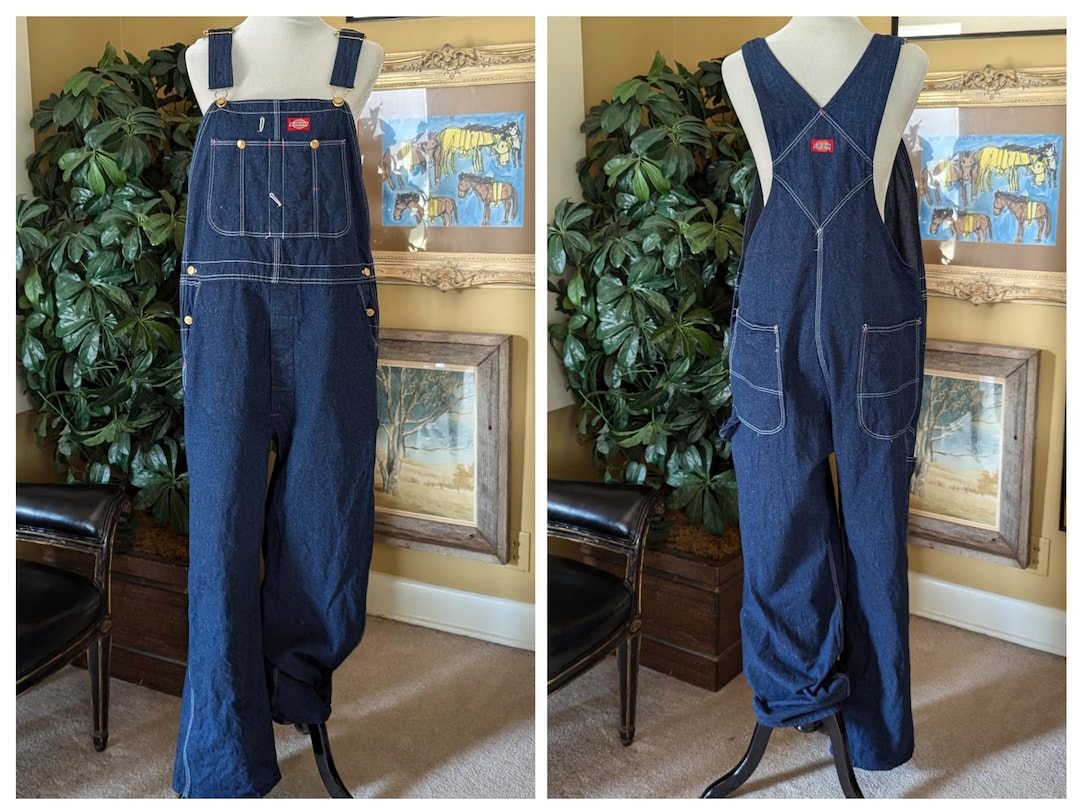 Vintage Dickies Denim Bib Overalls – Dark Wash, Made in USA (40