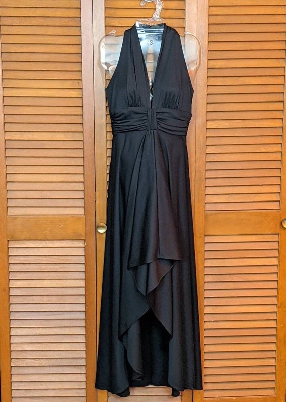Vintage 1990's Jersey Hi-Lo Little Black Dress - … - image 2