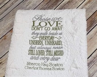 Memorial Quilt, Bereavement Quilt, Remembrance, Personalized