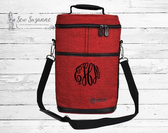 monogrammed insulated wine tote