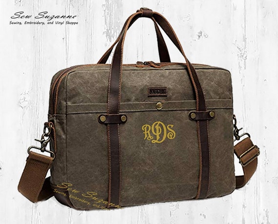 monogrammed laptop messenger bag