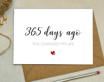 Personalised 1 Year Anniversary Card – 365 Days of Love for Boyfriend or Girlfriend Gift
