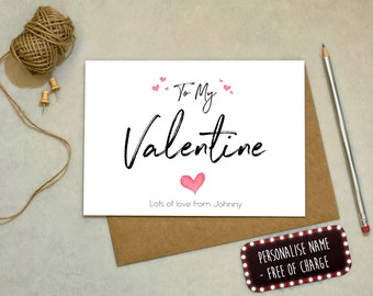 Personalised To My Valentine Card - Greetings Card - Love Card, Valentine's Card