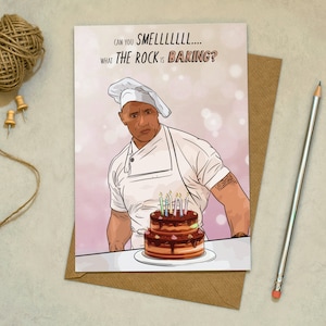 Dwayne Johnson, The Rock, gâteau, carte d'anniversaire, carte de voeux