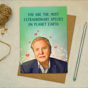 Tarjeta de amor de David Attenborough - Cumpleaños, Nuevo hogar, Aniversario, Tarjeta de San Valentín - Tarjeta de felicitación