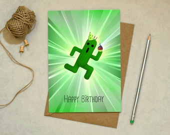 Final Fantasy Cactuar Birthday Card – Gamer Greeting, RPG Gamer, Geeky Gift for FF Fans
