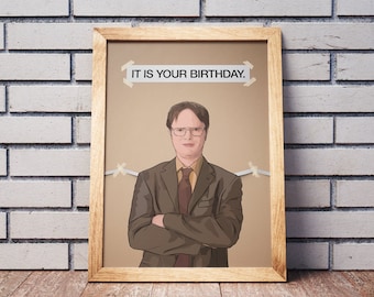 Il poster dell'ufficio, È il tuo compleanno, Dwighte Schrute, Stampa del programma televisivo, L'arte dell'ufficio, Arte della parete, Decorazione della parete, Regalo di compleanno, Poster per la casa