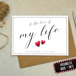 Aan de liefde van mijn leven - gepersonaliseerde wenskaart - liefdeskaart, verjaardagskaart, Valentijnsdagkaart, verjaardagskaart