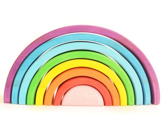 Montessori toy Wooden Rainbow toy Rainbow Stacker Rainbow stacking toy Wooden toy wooden stacker Waldorf toy Openended Eco Toddler Baby Gift