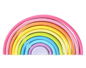 Wooden rainbow toy Rainbow stacker Rainbow stacking toy Wooden toy Wood toy Nursery decor Wooden rainbow stacker Waldorf Montessori Toddler