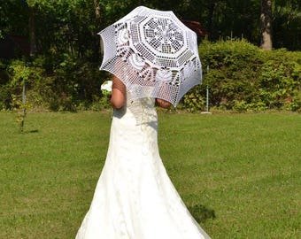 Parapluie de mariage au crochet