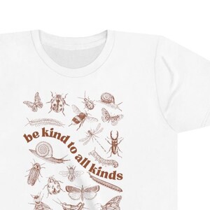 Youth Be Kind To All Kinds Kids Short Sleeve Tee Entomology Shirt, Insect Lover Shirt, Cottage core Clothing, non sexiste