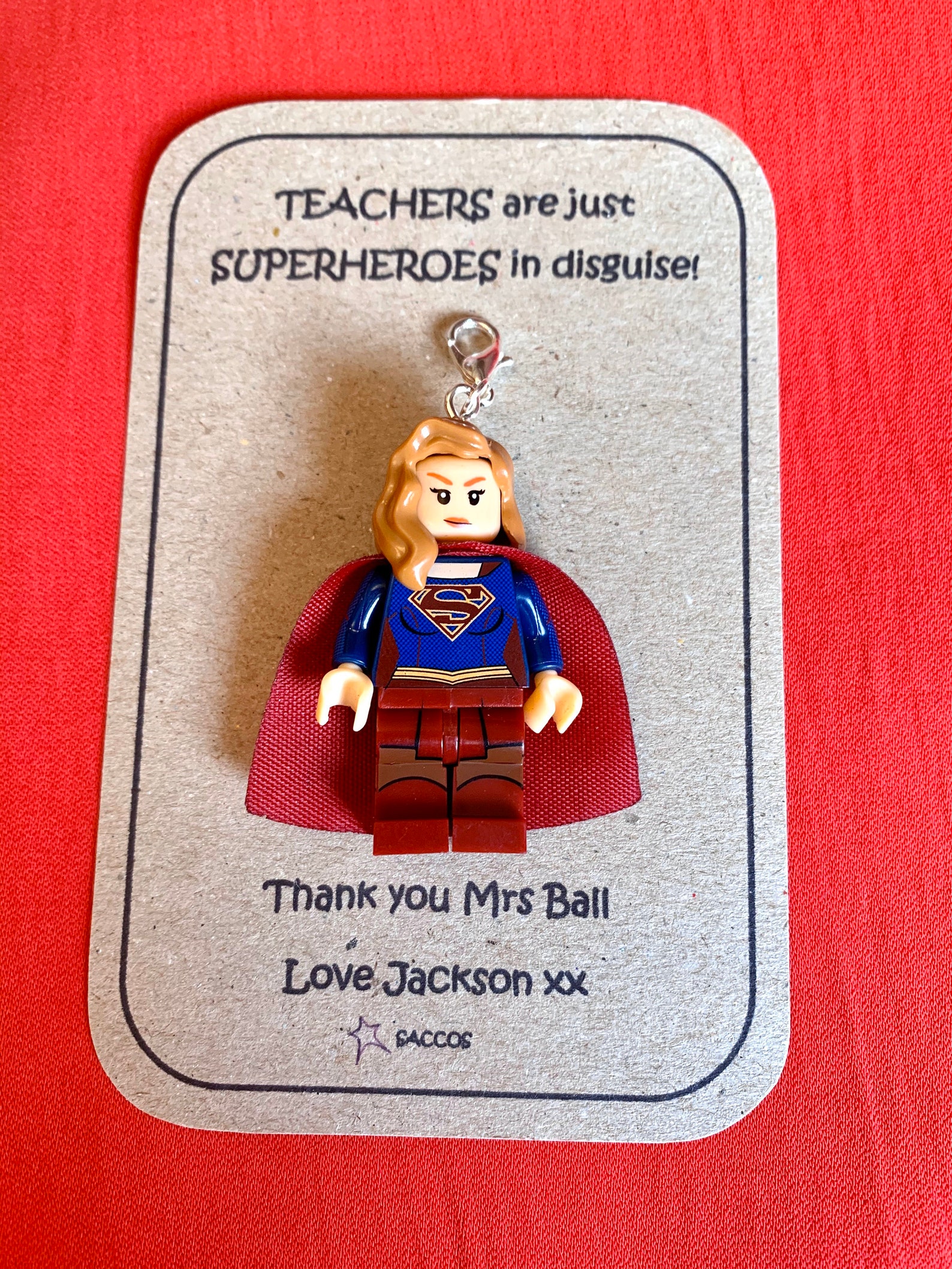 Teacher Gift Superhero Marvel Lego Personalised Keyring Saccos Etsy
