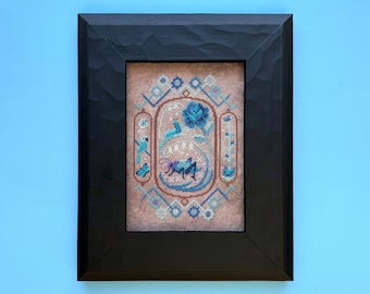 Blue Rose Counted Cross Stitch Pattern - DIGITAL