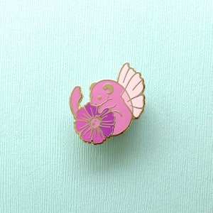 Floral Dragon Pink Cosmos Flower Hard enamel pin