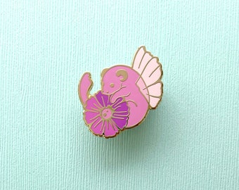 Floral Dragon Pink Cosmos Flower Hard enamel pin