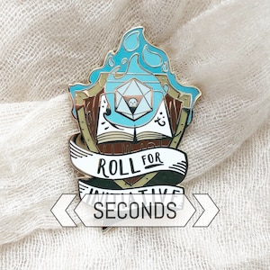 SECONDS Roll for Initiative enamel pin - Blue Flame - Hard enamel pin