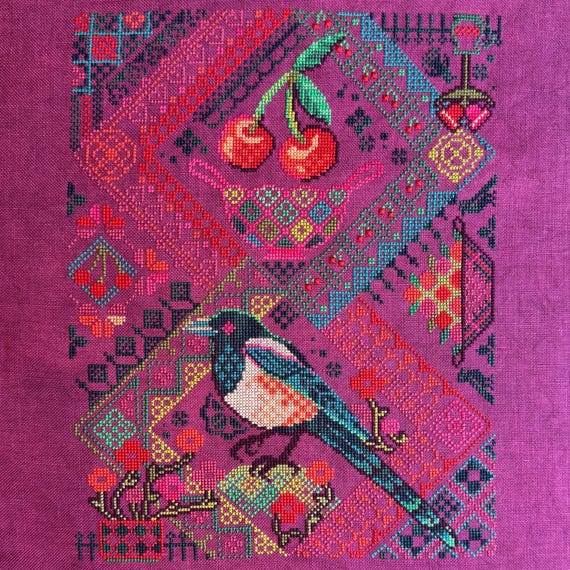 【公式ショップ】 Stitch Cross Counted Magpie Cherry Pattern Etsy - DIGITAL - トップス