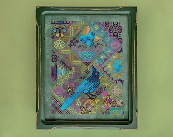 Blueberry Jay Counted Cross Stitch Pattern - DIGITAL