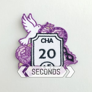 SECONDS CHA +5 Charisma Ability Score Patch (purple) - Iron on Embroidered Patch