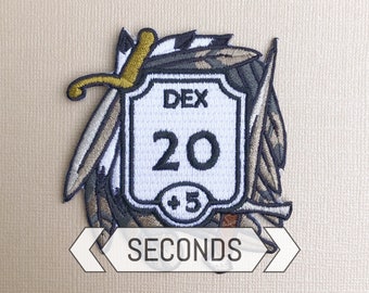 SECONDS DEX +5 Dexterity Ability Score Patch - Iron on Embroidered Patch