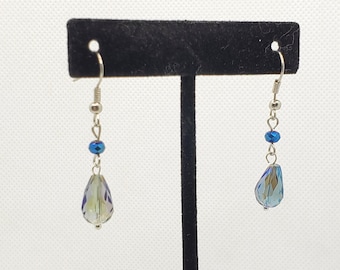 Blue Iridescent Drop Earrings