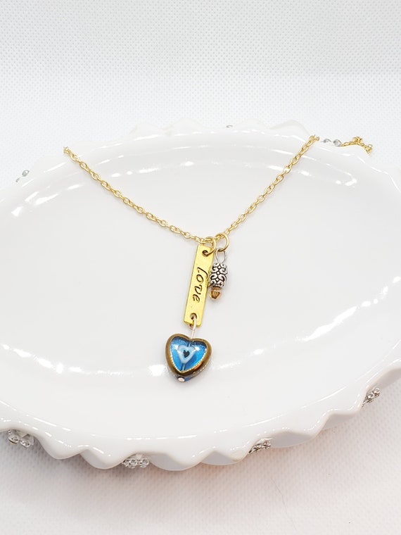 Gold Love Charm Necklace - Etsy Australia