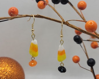 Glass Candy Corn Earrings